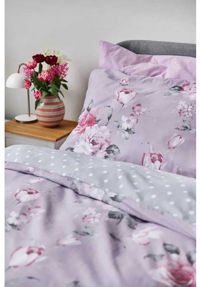 Lenjerie de pat din bumbac pentru pat dublu Bonami Selection Belle, 200 x 220 cm, roz