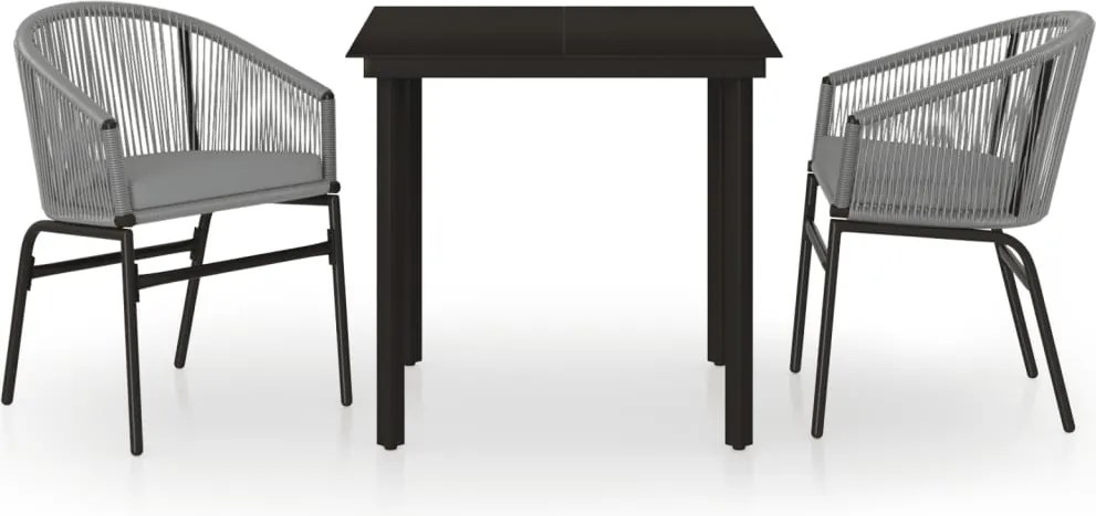 vidaXL Set mobilier de grădină, 3 piese, gri