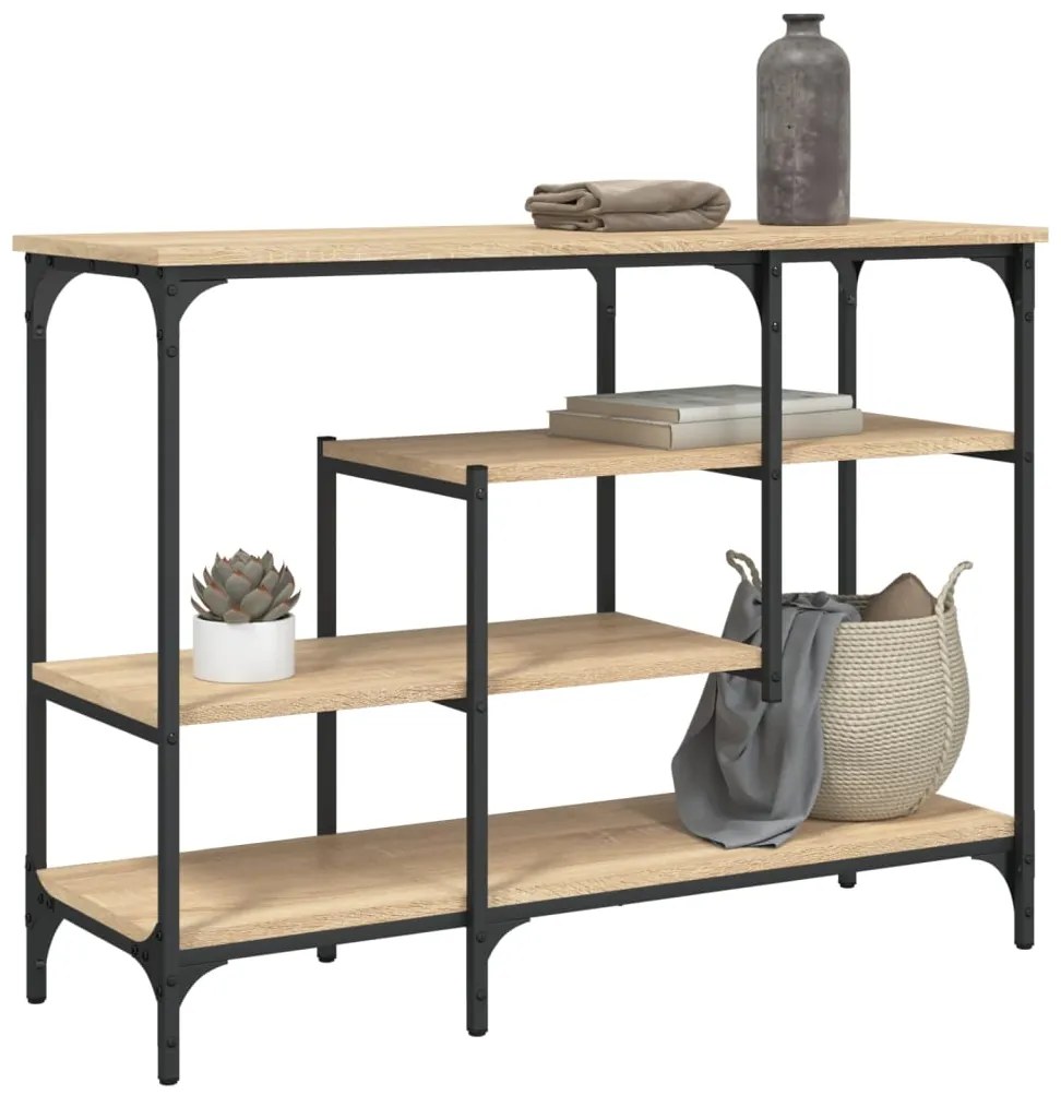 vidaXL Măsuță consolă cu rafturi, stejar sonoma, 100x35x75 cm