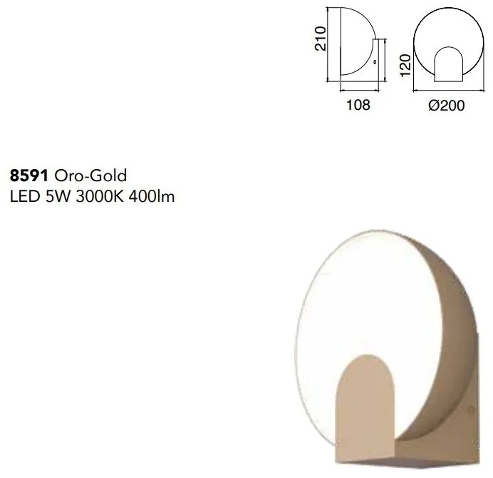 Aplica de perete LED design ambiental OCULO auriu