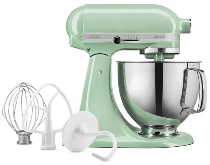 Mixer planetar KitchenAid Artisan Elegance 5KSM125EPT, 300W, 4.8 l, Actionare directa, 10 viteze, Verde deschis