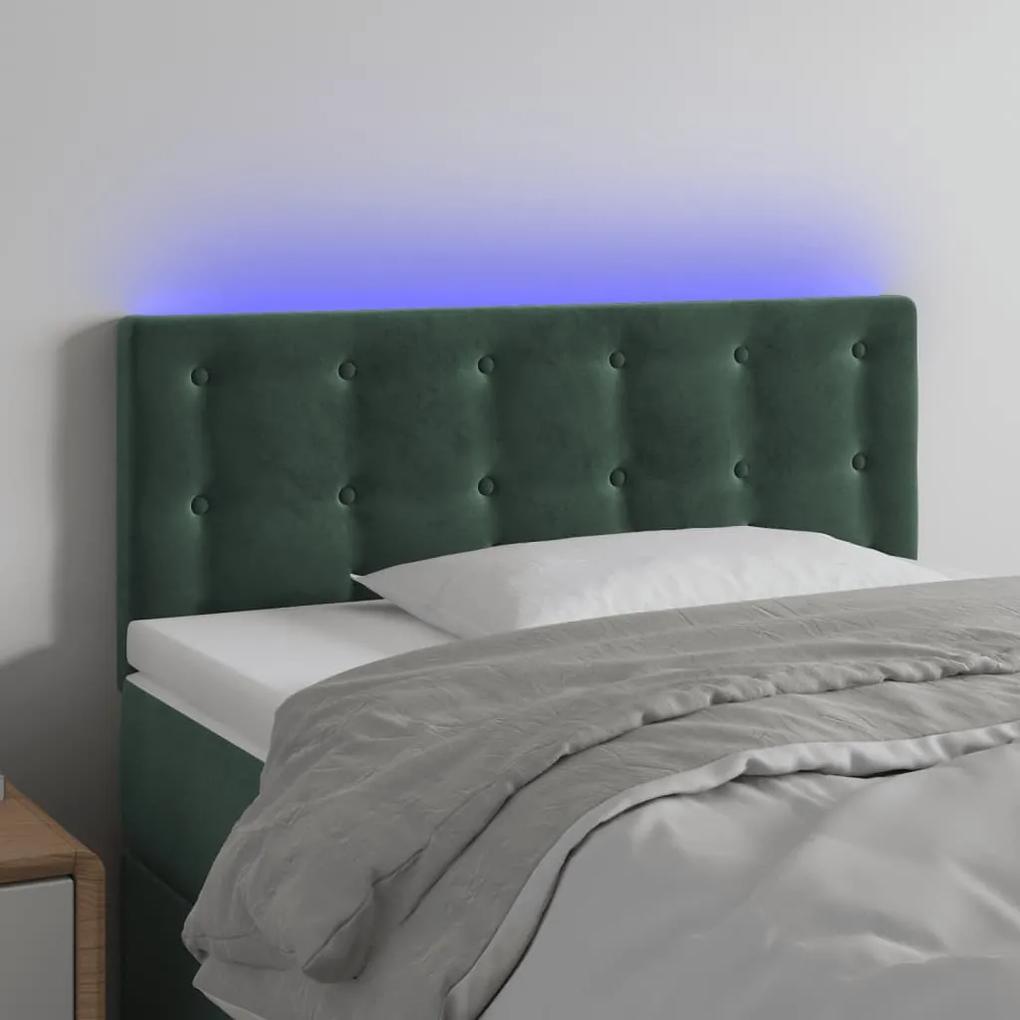 Tablie de pat cu LED, verde inchis, 100x5x78 88 cm, catifea 1, Verde inchis, 100 x 5 x 78 88 cm