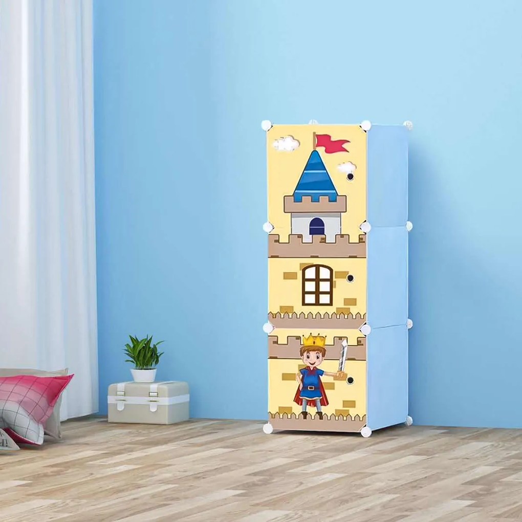 Dulap modular din plastic cu schelet metalic Castle Style, D3210, culoare Albastru