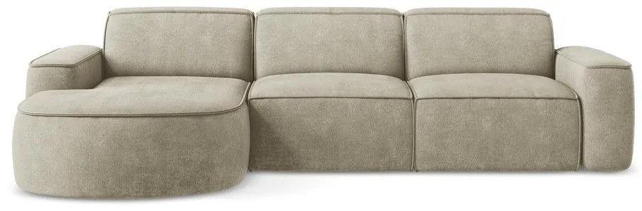 Colțar bej cu tapițerie din chenille (cu colț pe partea stângă/cu șezlong) Omao – Makamii