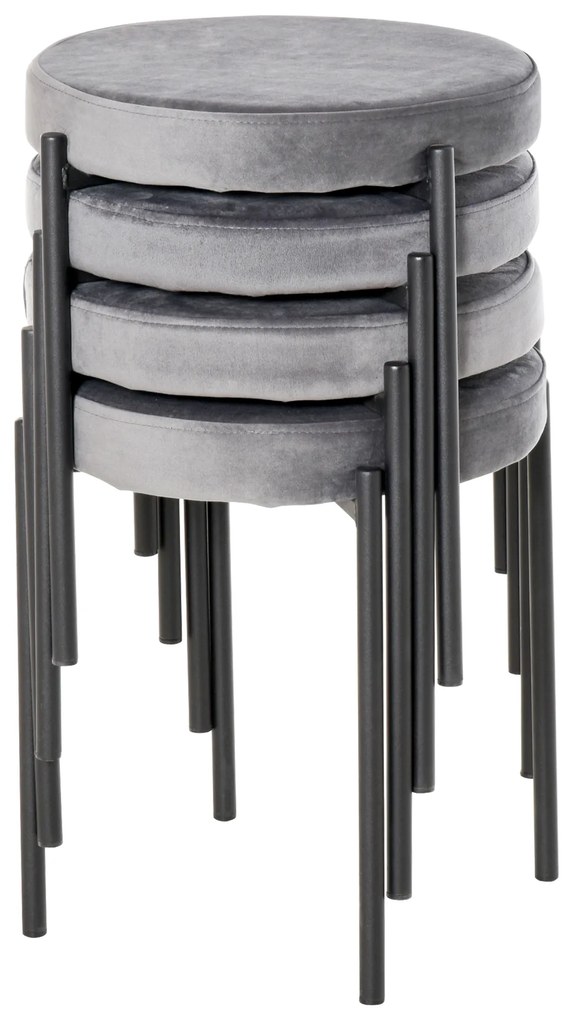 HOMCOM Set 4 Scaune pliante de masă cu șezut moale, aspect catifelat, scaun de bucătărie din catifea pentru bucătărie sufragerie din metal Gri 41,5 x 41,5 x 46 cm | Aosom Romania