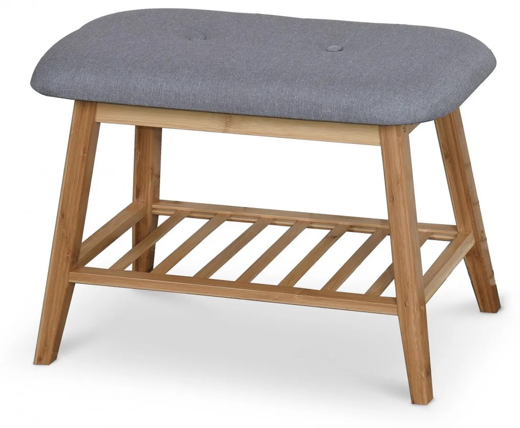 Bancuta ST14 cu spatiu pentru pantofi gri/natur L60 cm