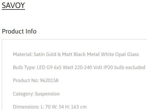Lustra moderna cu 6 pendule SAVOY