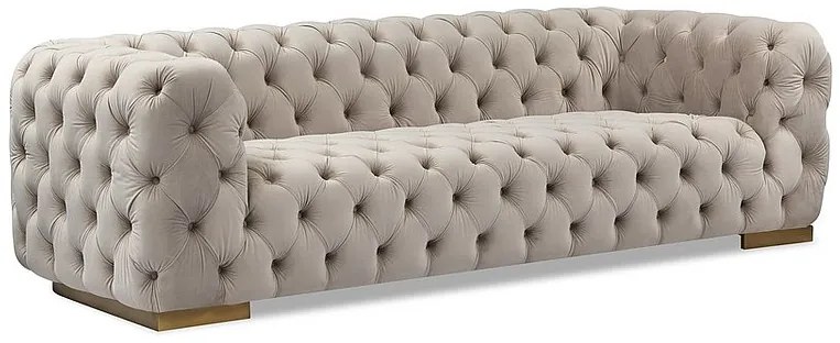 Canapea tapitata Chester 3 Velvet - Beige/Gold