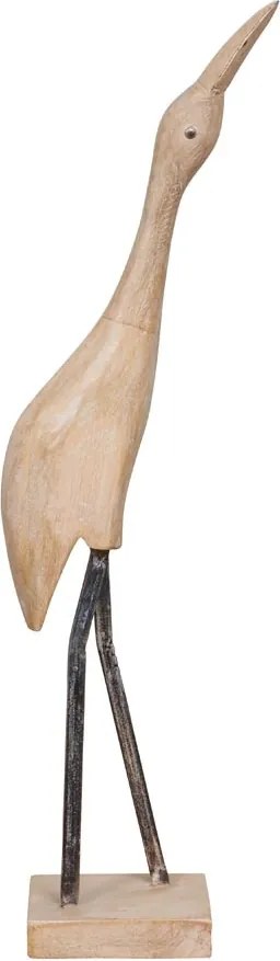 Decoratiune in forma de pasare, din lemn reciclat, H67 Wooden Bird