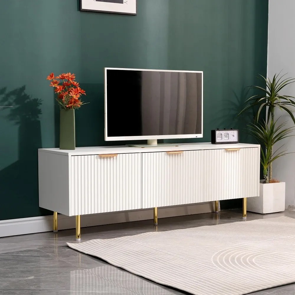 Comodă TV cu 3 sertare, 140x40x50 cm, Alb