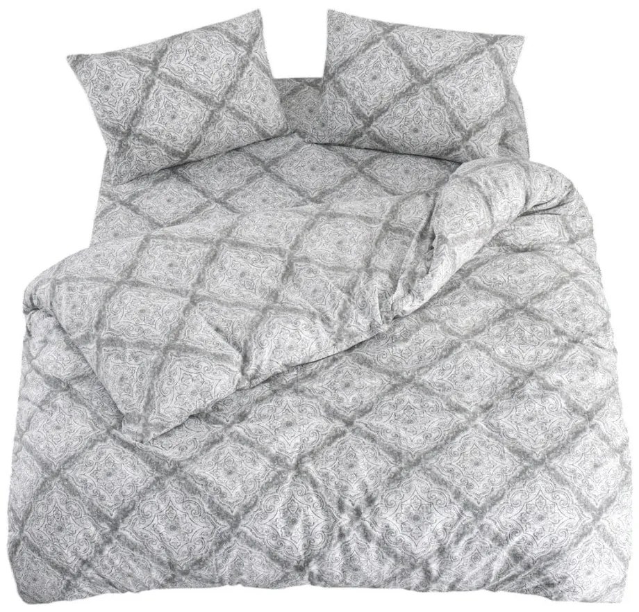 Lenjerie de pat gri pentru pat de o persoană, extinsă cu cearceaf inclus, cu 3 piese 160x220 cm Geometric – Mila Home