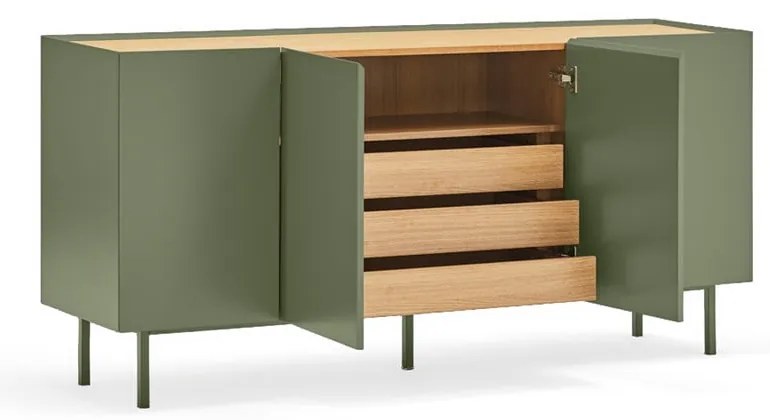 Comodă verde/în culoare naturală joasă cu aspect de lemn de stejar 165x78 cm Arista – Teulat