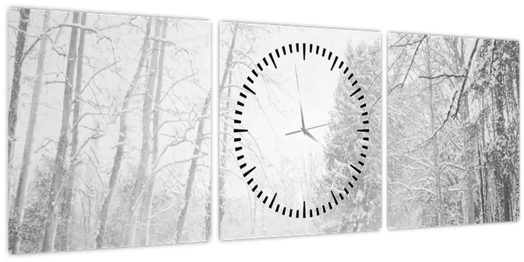 Tablou - Pier de lemn în timpul iernii (cu ceas) (90x30 cm)