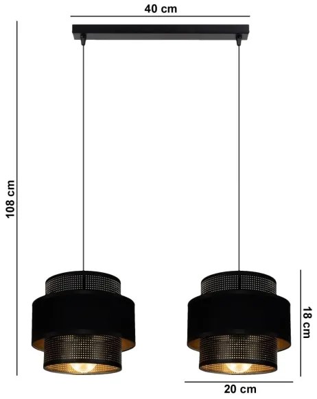 Lustră pe cablu NESS 2xE27/60W/230V neagră
