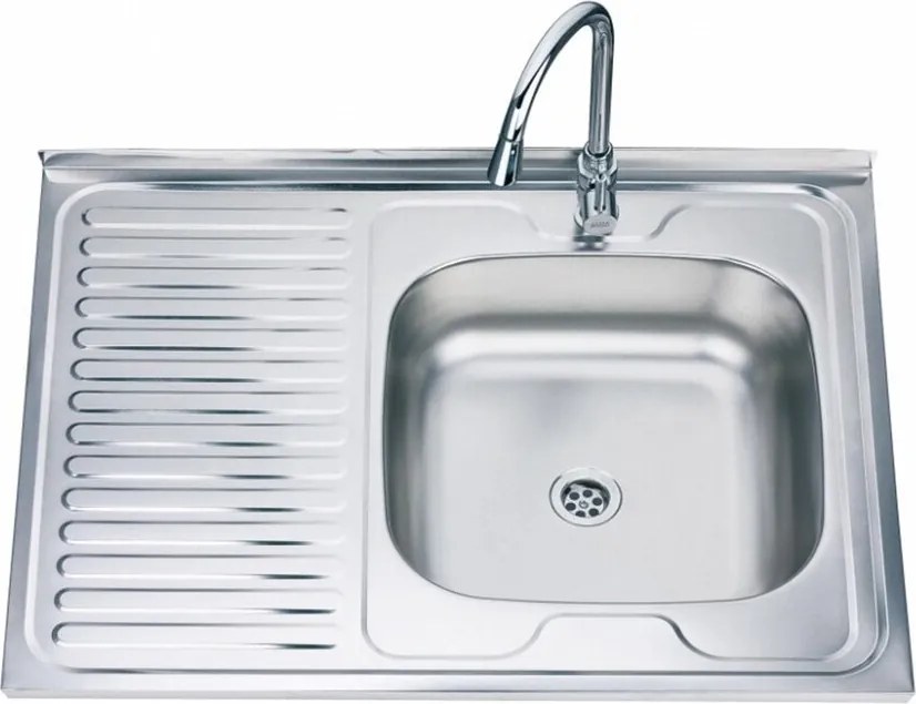 Chiuveta inox Inter Ceramic Alpaca cu o cuva si picurator stanga finisaj inox lucios 80x60 cm