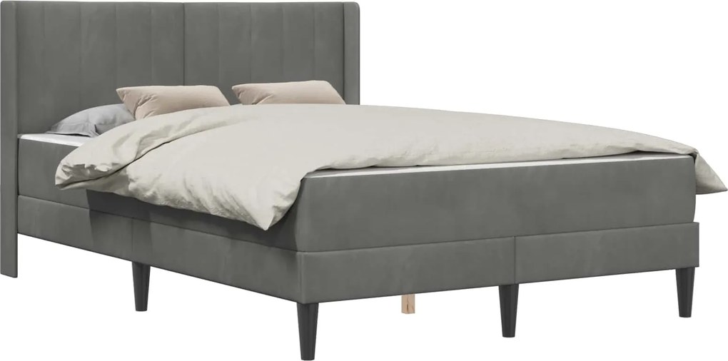 vidaXL Cadru de pat cu saltea Gri închis 140 x 190 cm Catifea