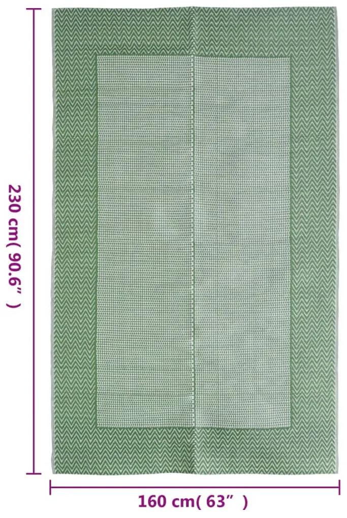 Covor de exterior, verde, 160x230 cm, PP Verde si alb, 160 x 230 cm