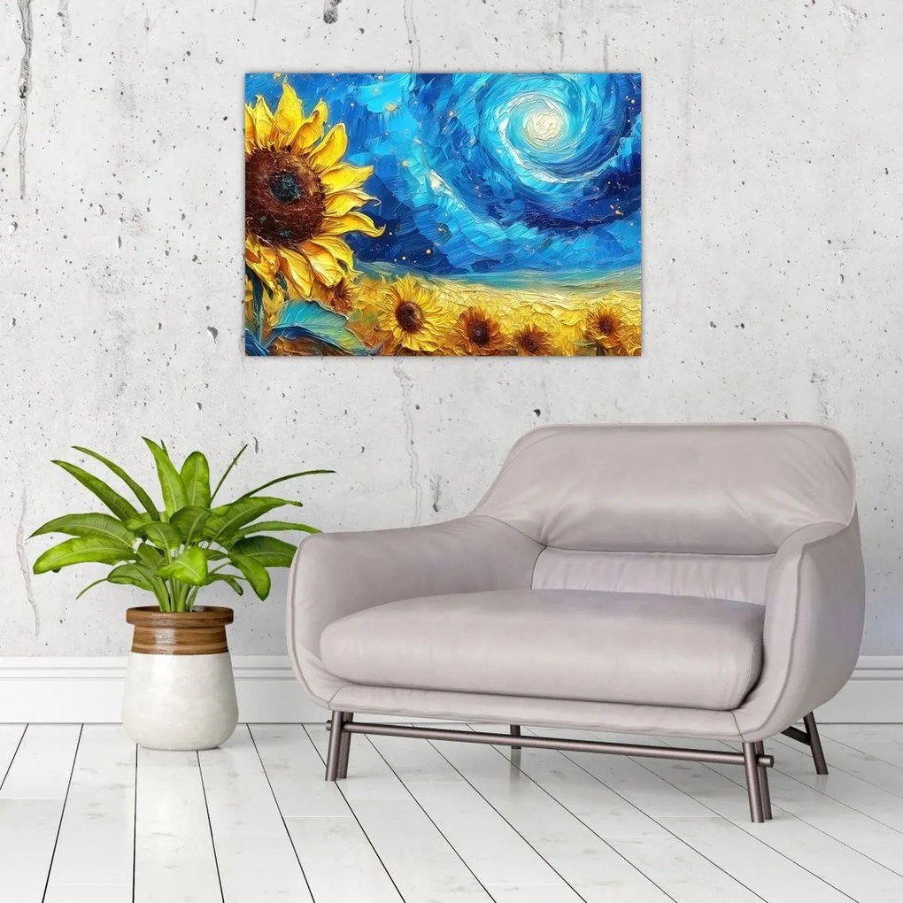 Tablou - Pictura floarea-soarelui (70x50 cm)