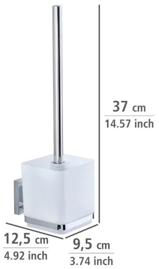 Perie WC WENKO 22695100-WC VACUUM-LOC QUADRO ED 9,5x37 cm argintiu/crom lucios/transparent