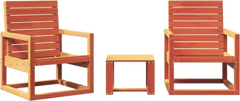 vidaXL Set mobilier grădină, 3 piese, maro ceruit, lemn masiv pin