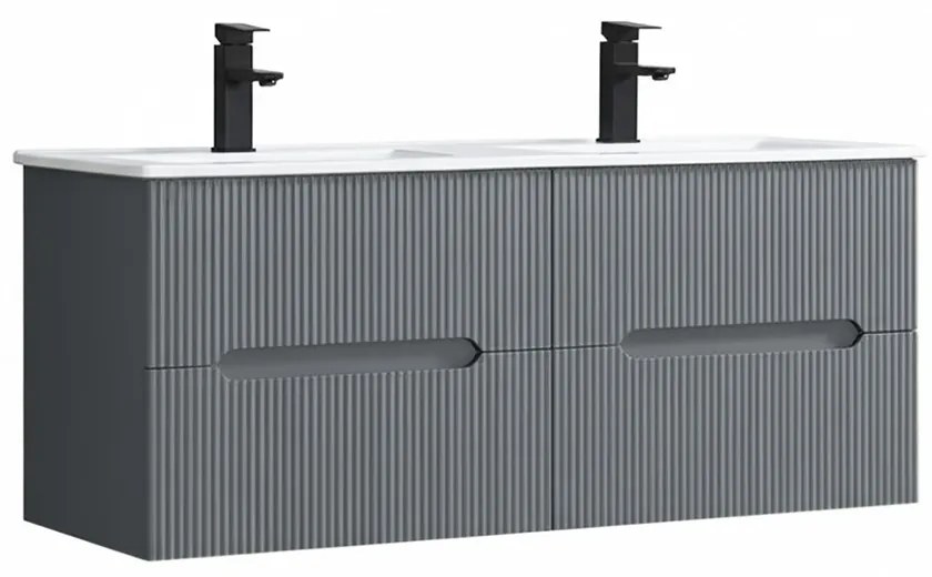 Trent 120 dulap de baie inferior cu chiuvetă ceramică 4 sertare, gri antracit