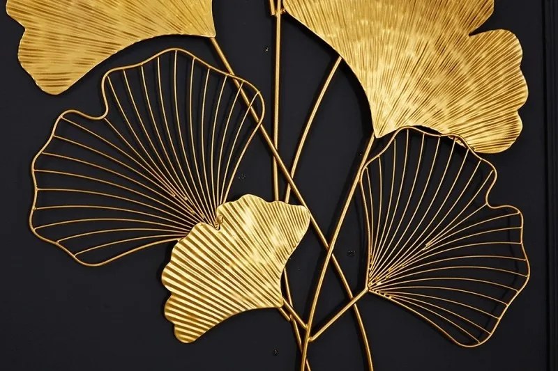 Decoratiune de perete frunze de ginkgo filigran, Ginkgo 110cm auriu