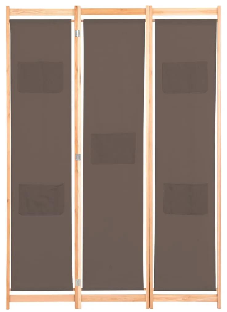 Paravan de camera cu 3 panouri, maro, 120x170x4 cm, textil Maro, 3