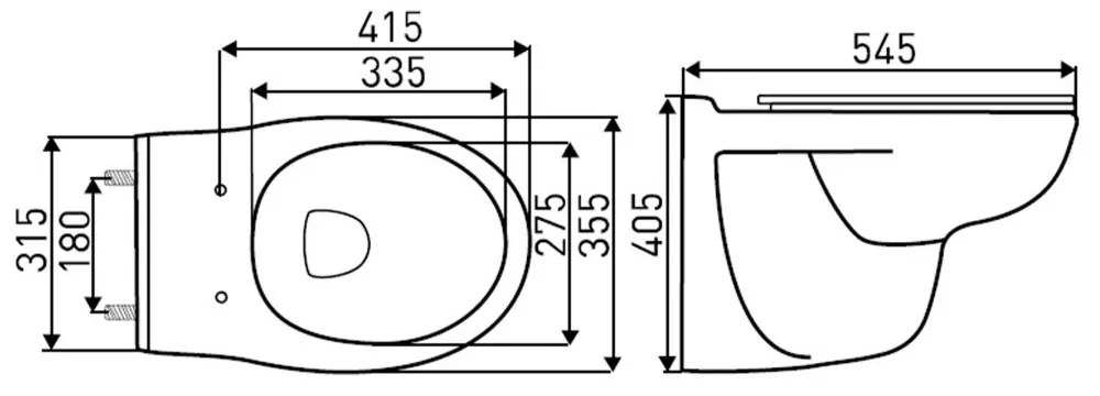 Set rezervor WC montat pe perete Roya Doris 82CHR