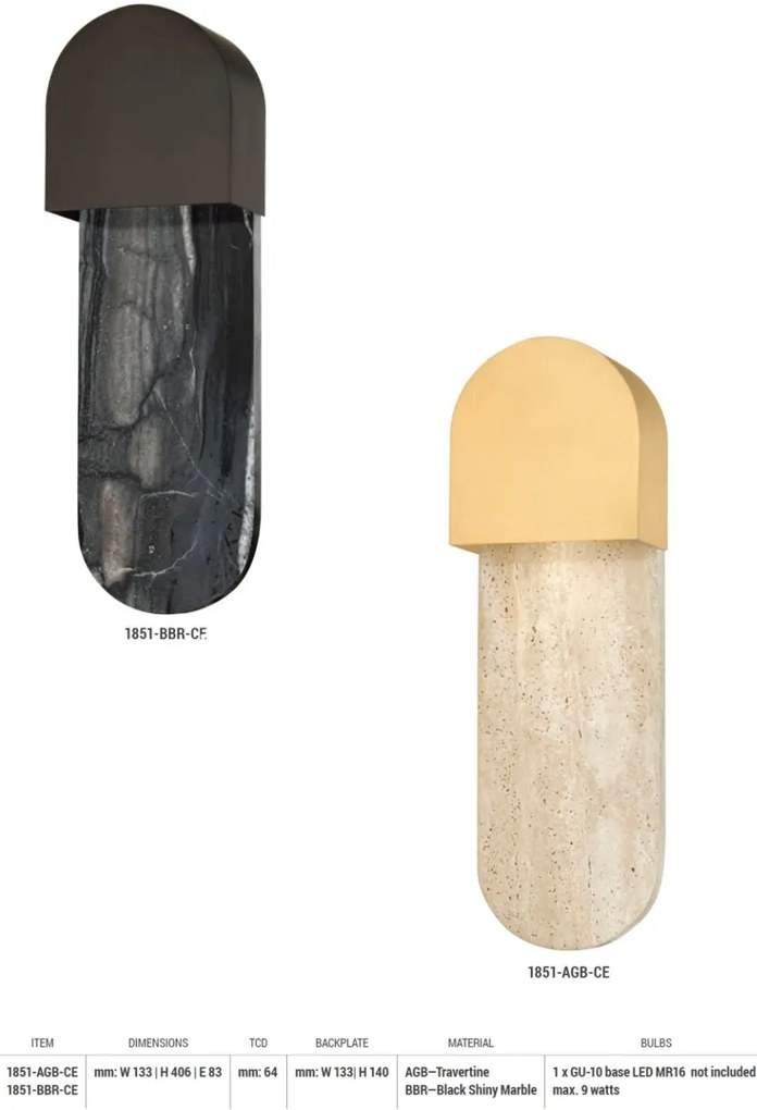Aplica de perete design modern HOBART, neagra