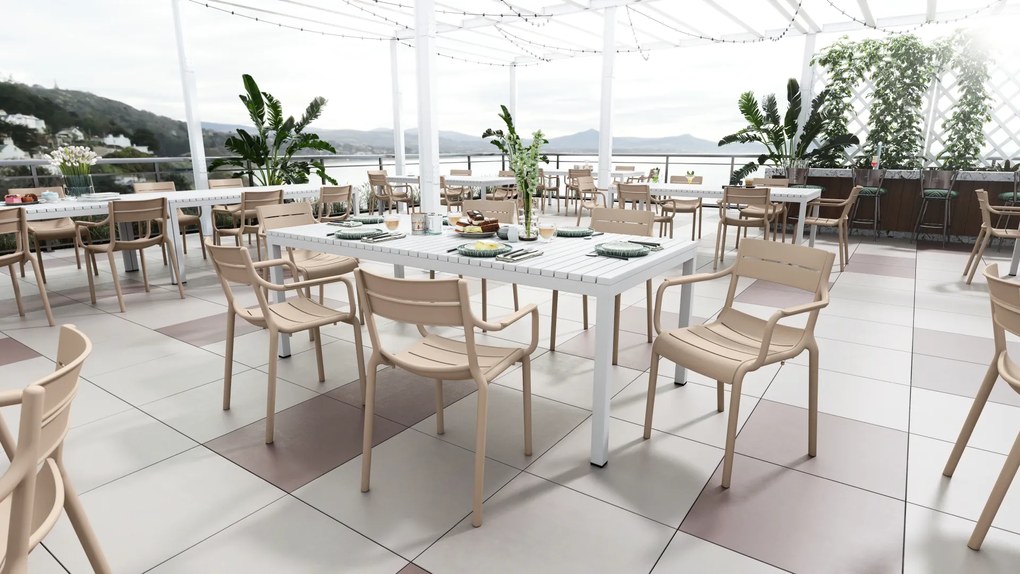 MAZZONI EXPORT LUSSO Bej - SCAUN MODERN DE BUCĂTĂRIE GRĂDINĂ CAFENEA (STIVUIT)