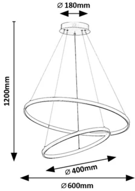 Lustra LED cu telecomanda cu 2 inele metal negru Beliza