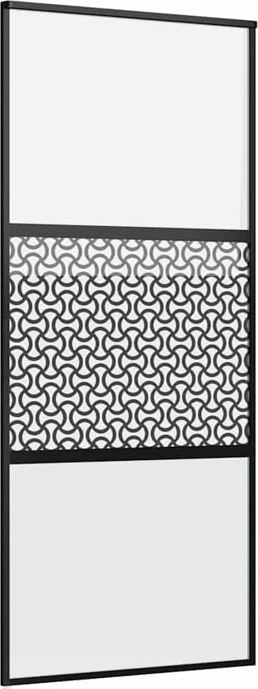 vidaXL Ușă de sticlă Traforaj Negru 90 x 2 x 205 cm Aluminiu
