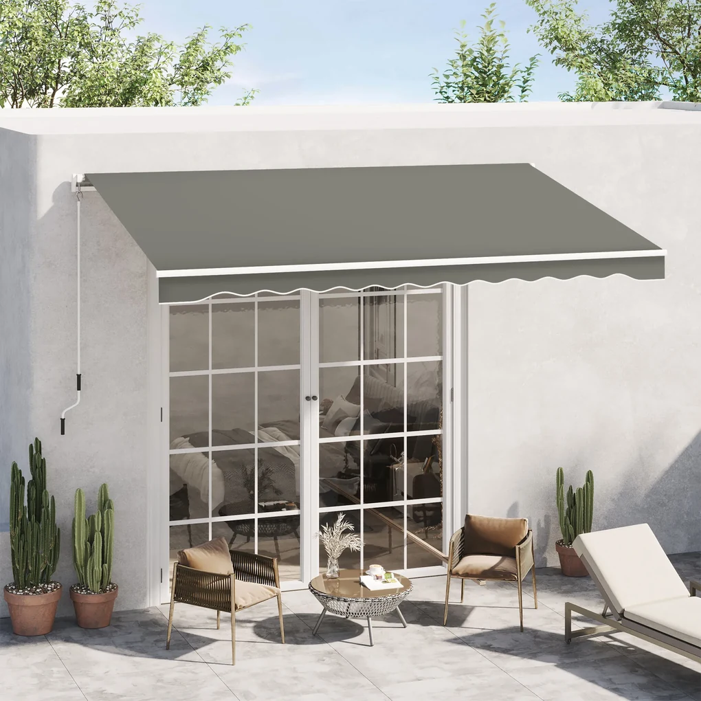 Outsunny Copertina Soare de Exterior cu Brate 3.5x2.5m Reglare cu Manivela, Metal si Poliester Gri