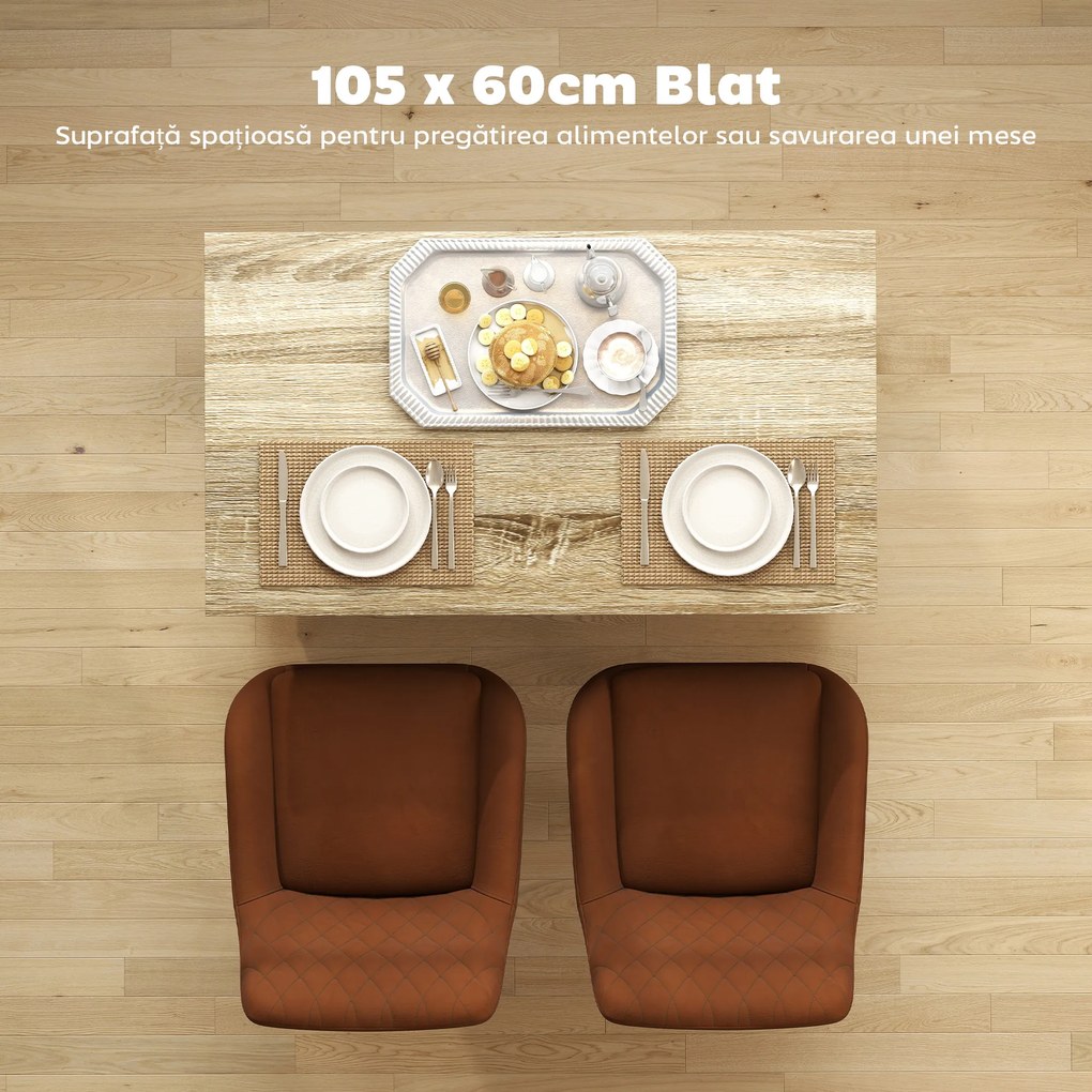 HOMCOM Insulă de Bucătărie cu Bar, Cărucior de Bucătărie cu 2 Compartimente Deschise și 2 Dulapuri, 105x60x82 cm, Negru | Aosom Romania