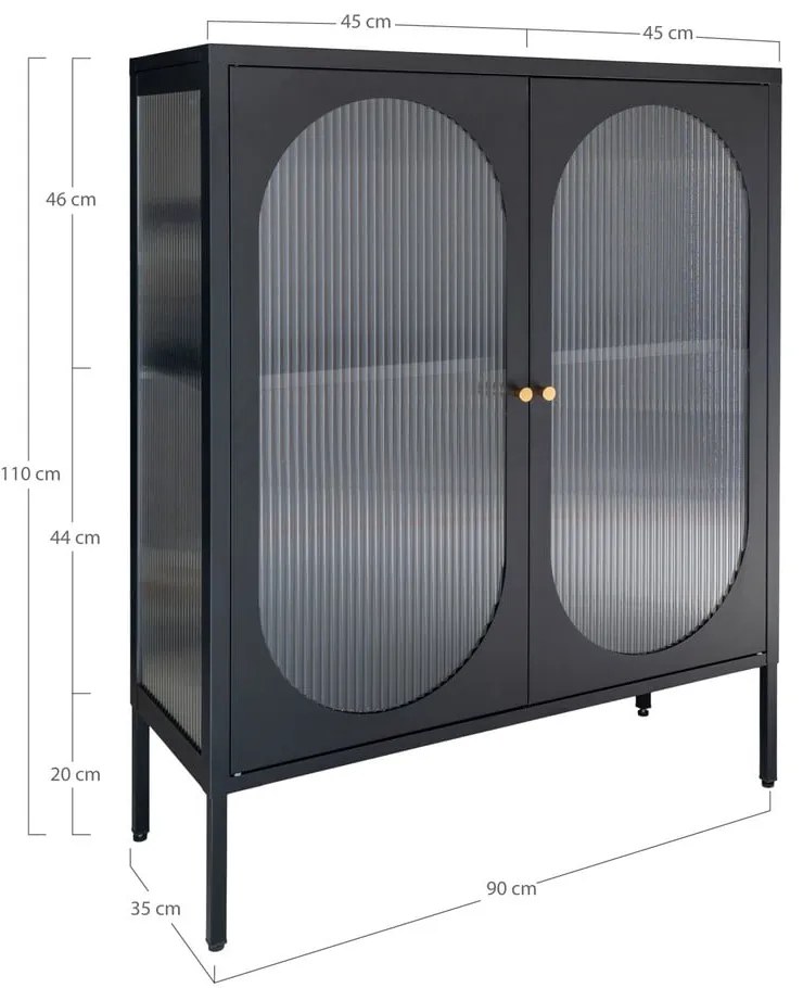 Vitrină neagră din metal 90x110 cm Adelaide – House Nordic