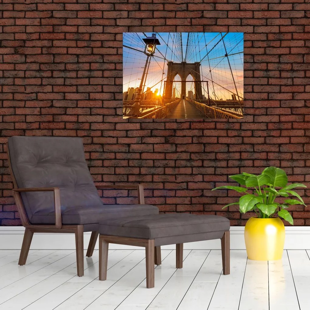 Tablou pe sticlă - Podul Brooklyn, Manhattan, New York (70x50 cm)