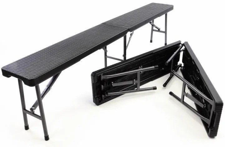 Set de 2 bănci de grădină - design din ratan negru 180x25 cm