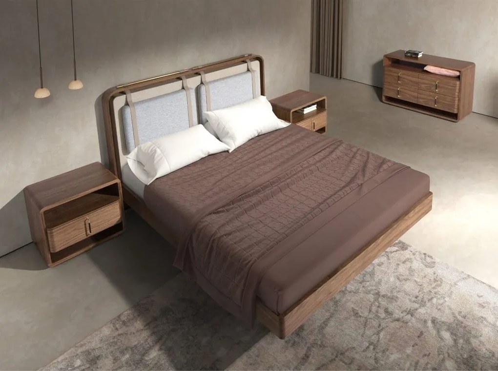 Noptiera design LUX cu sertare Walnut Veneer