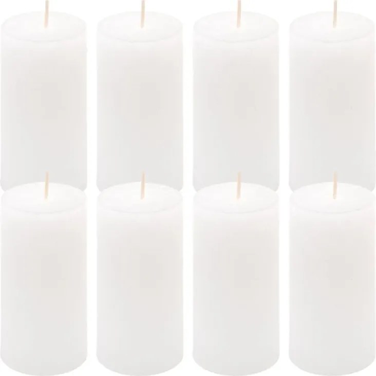Set de lumânări rustice, 10 cm, Ø 5 cm, alb, 8 buc.