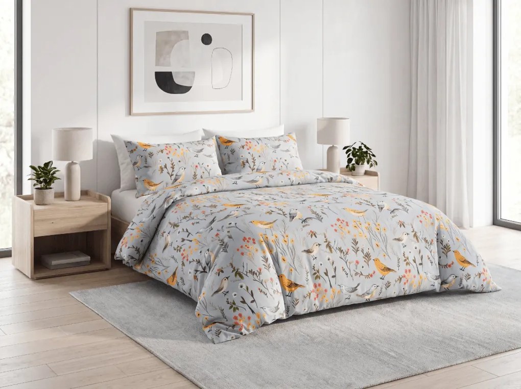 Lenjerie de pat din microfibra SPRING BIRDS colorat Dimensiune lenjerie de pat: 2 buc 70 x 90 cm | 200 x 220 cm