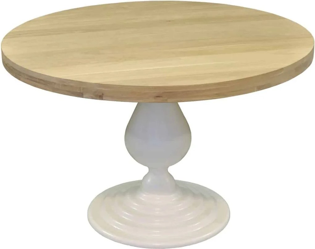 Masă lemn masiv natur Rotundă Elise Blat Stejar Înălțime 79 cm /Gri - ø140