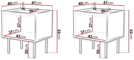 Set 2 noptiere Grotzi 1D (Cașmir + Negru) . 1105884