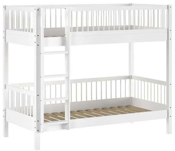 Pat Supraetajat Forrest Beech 90x200 cm, pentru Camera Copii, din Lemn de Fag Lăcuit Alb, Convertibil – Vipack