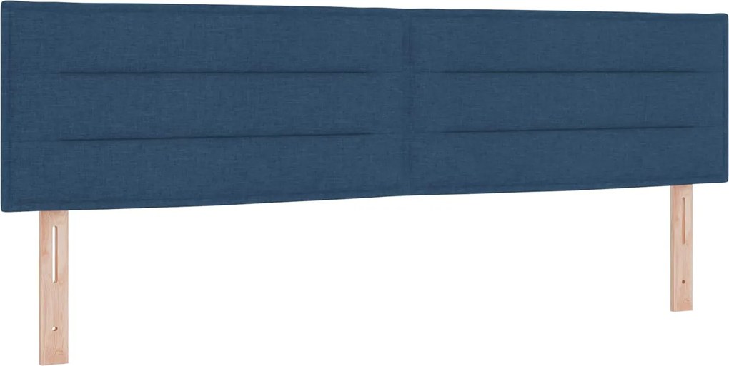 vidaXL Tăblie LED cu benzi LED cu headboard albastru 180 cm țesătură