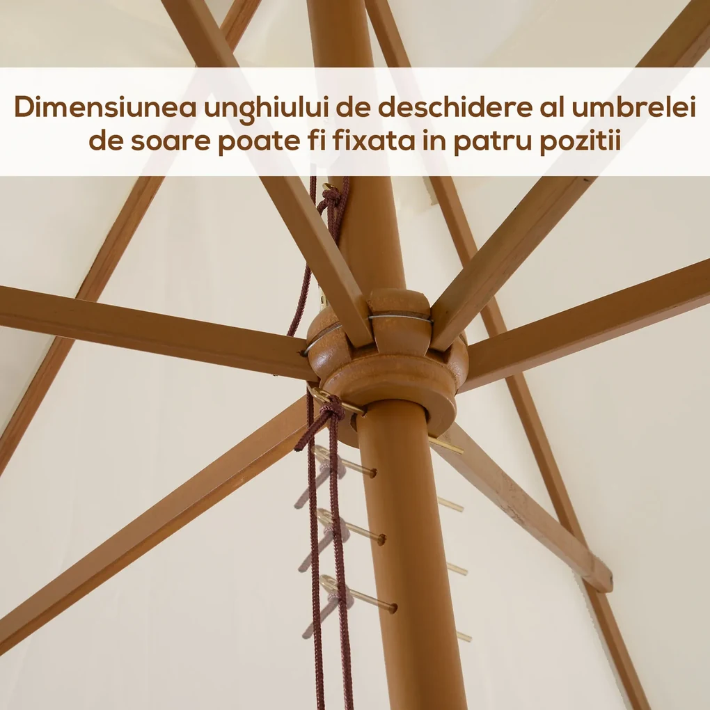 Outsunny Umbrelă de Grădină 2x3m Parasolar Impermeabil din Lemn Lacuit cu Copertină Detașabilă Alb | Aosom Romania