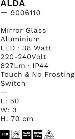 Oglinda cu iluminat LED pentru baie IP44 ALDA 50x70cm