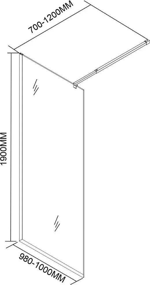 Perete de duș River walk-in 100x190 cm