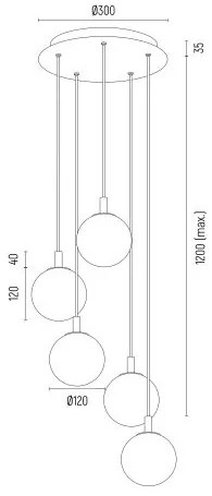 Lustra design modern cu 5 pendule Paloma