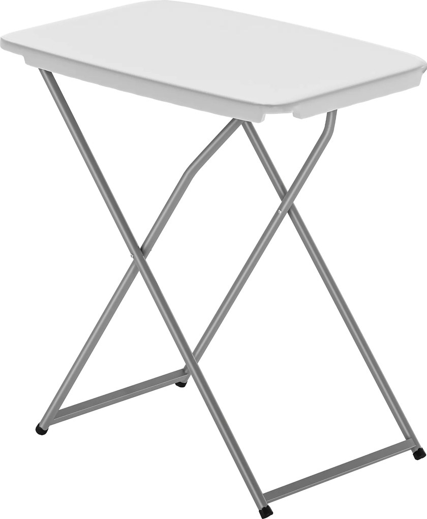 Outsunny Masă Pliantă pentru Camping Portabilă cu Reglaj pe 5 Niveluri Blat HDPE și Cadru Metalic 75x50x73,5 cm Alb | Aosom Romania