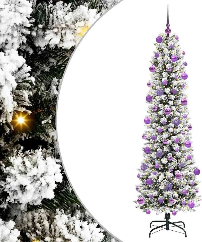 vidaXL Brad de Crăciun artificial Alb 210 cm PVC și metal și plastic